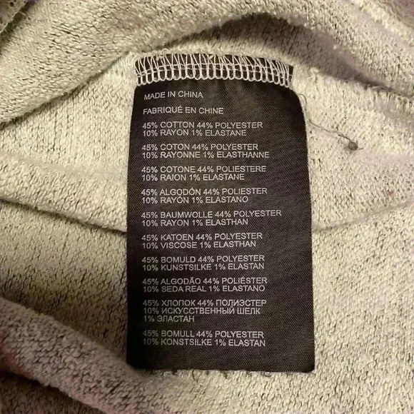 Club Monaco Grey Crop Sweatshirt with 3/4 Bat Wing Sleeves in Size XS. - Picture 5 of 9